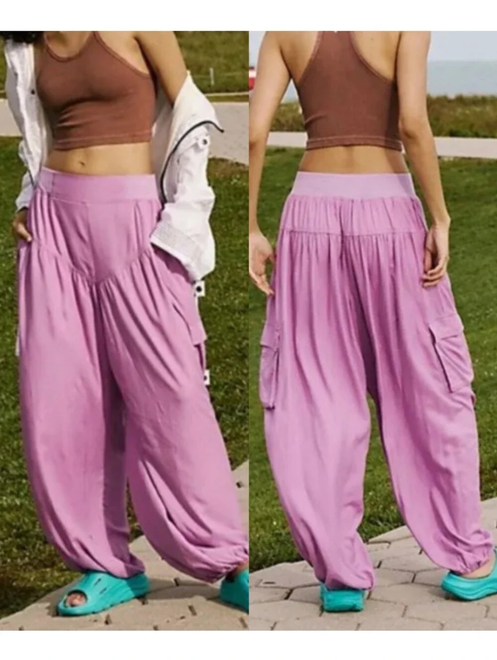 Free People FP Movement Final Stretch Pants Chive Blossom Lavender XS